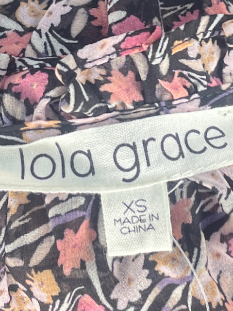 Vestido Lola Grace Mangas Larga Floral Negro - Talla XS