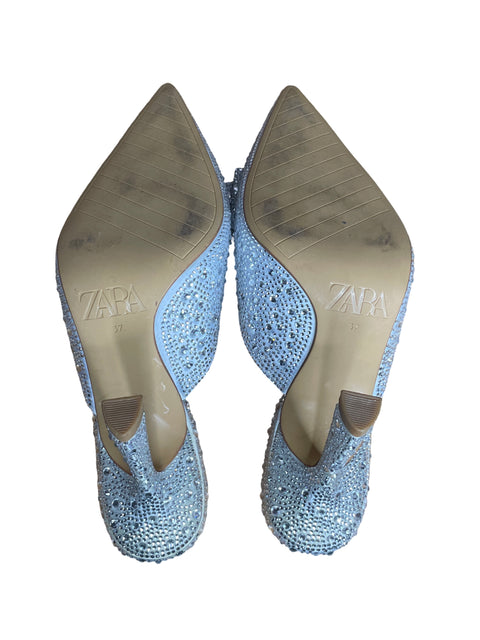 Calzado Zara Rhinestone Mule Plateado-Talla 37