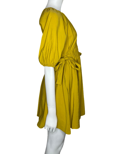 Vestido Zara Drapeado Mini Amarillo-Talla XS