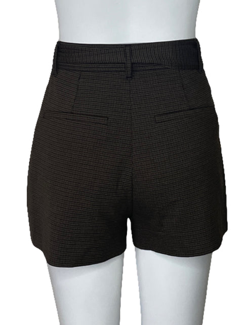 Short Zara Cinturon Cuadro Marron-Talla XS
