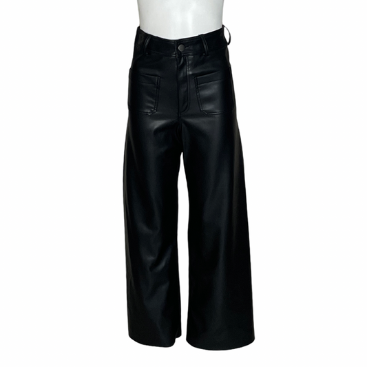 Pantalon Zara Poliuretano Recto Cuatro Bolsillos Negro- Talla 4