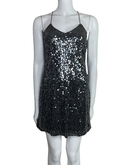 Vestido Express Mini Lentejuelas Plateado-Talla XS