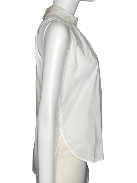 Blusa Ann Taylor Sin Mangas Drapeada Blanco-Talla S