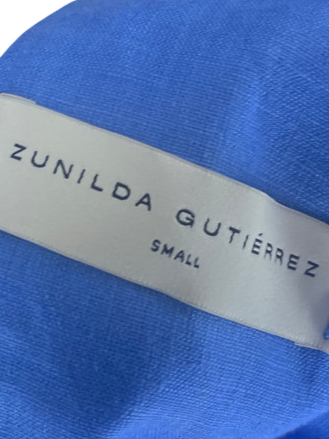 Vestido Zunilda Gutierrez Mangas Puff Azul - Talla S