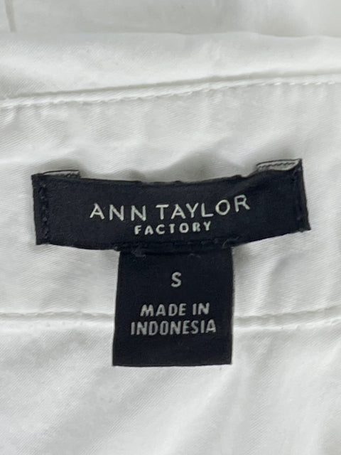 Blusa Ann Taylor Sin Mangas Drapeada Blanco-Talla S