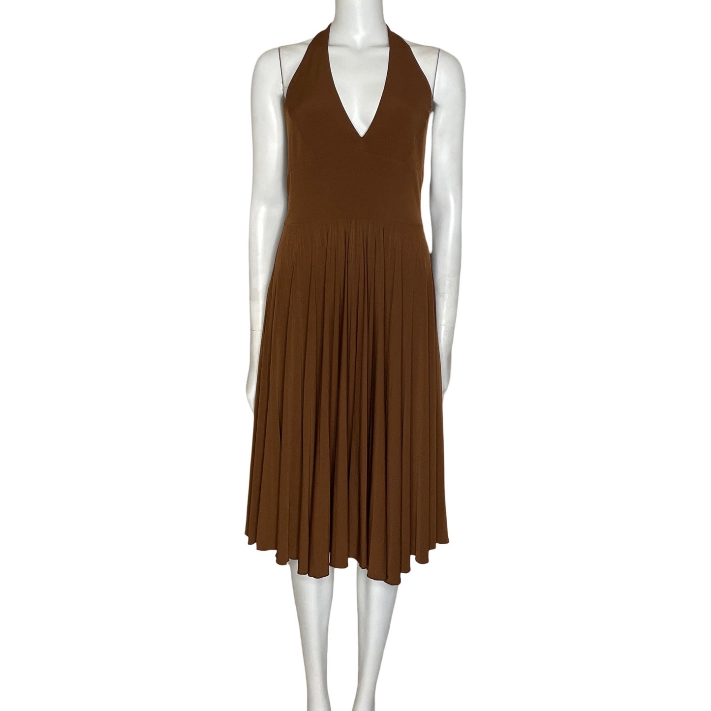 Vestido Max And Cleo Plisado Escote V Marrón-
Talla SP