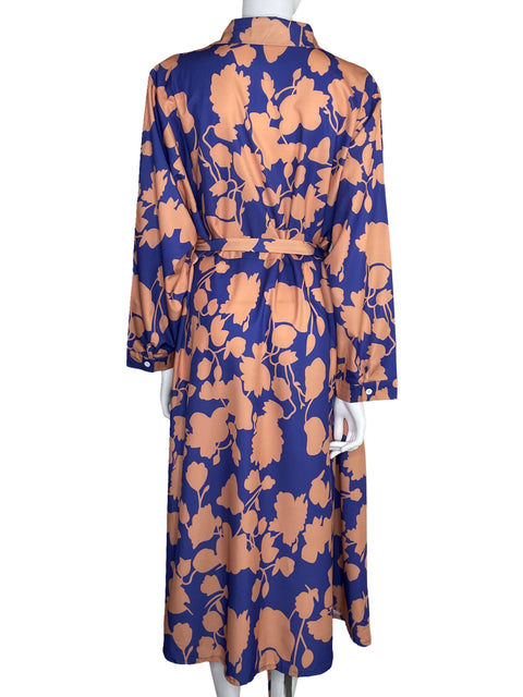 Vestido Tesoro TPS Floral Manga Larga Morado-Talla 5XL