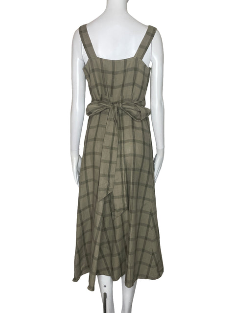 Vestido Adolfo Dominguez Cuadrado Verde-Talla 38
