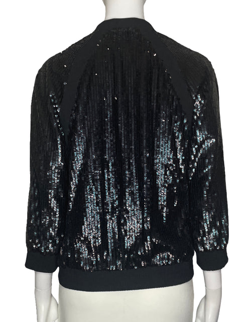 Chaqueta Karen Millen Lentejuelas Cremallera Negro-Talla 6