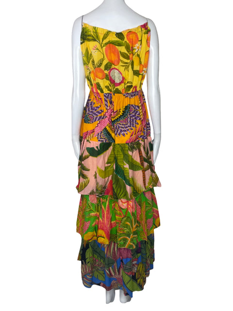 Vestido Farm Rio Capas Vuelo Amarillo-Talla XS