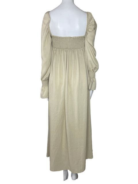 Vestido Weworewhat Fruncido Mangas Beige-Talla S