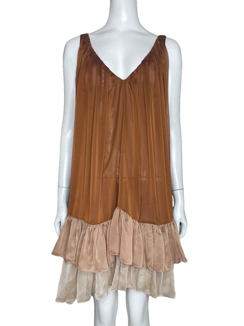 Vestido Zunilda Gutierrez Sin Mangas Marron - Talla M