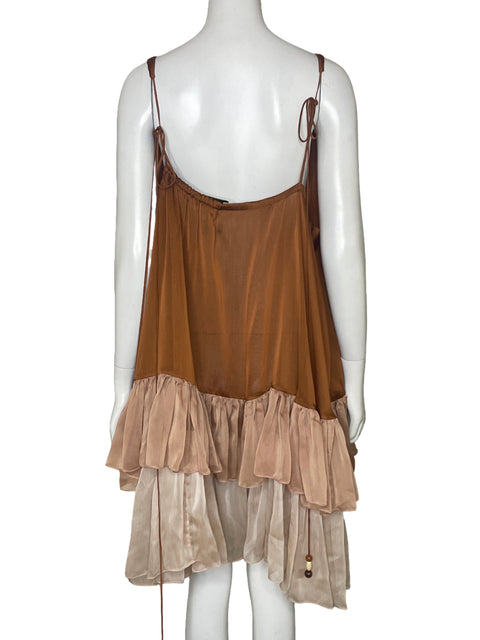 Vestido Zunilda Gutierrez Sin Mangas Marron - Talla M