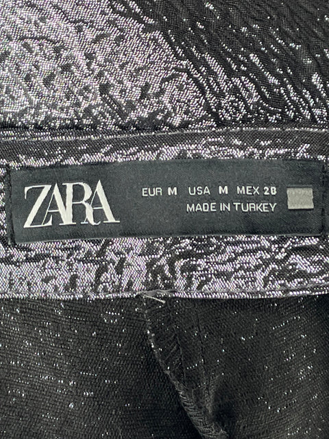 Faldashort Zara Metalizada Mini Plateado-Talla M