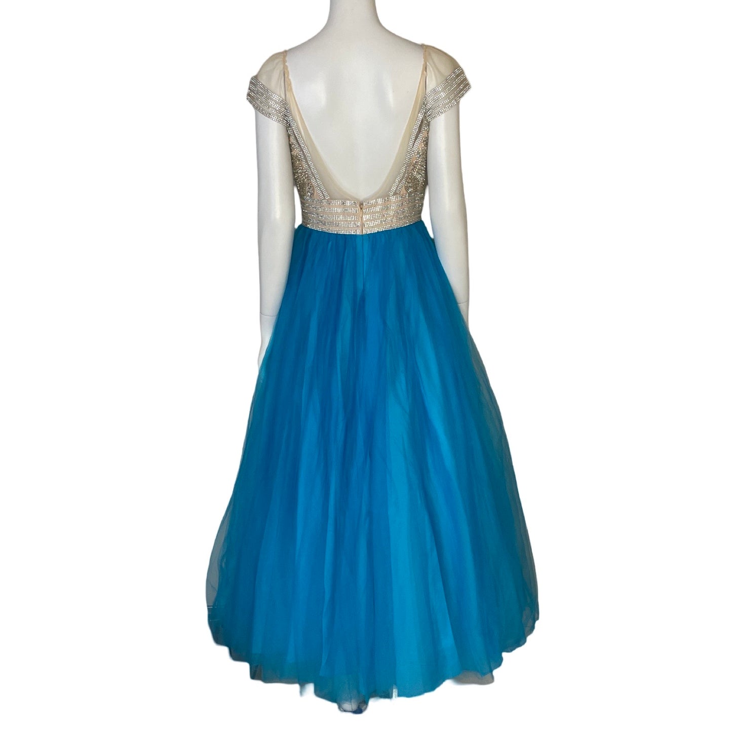 Vestido Layla K Pedrerias Tull Azul-Talla 8