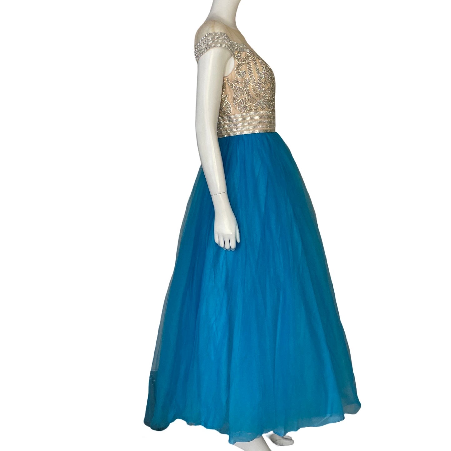 Vestido Layla K Pedrerias Tull Azul-Talla 8