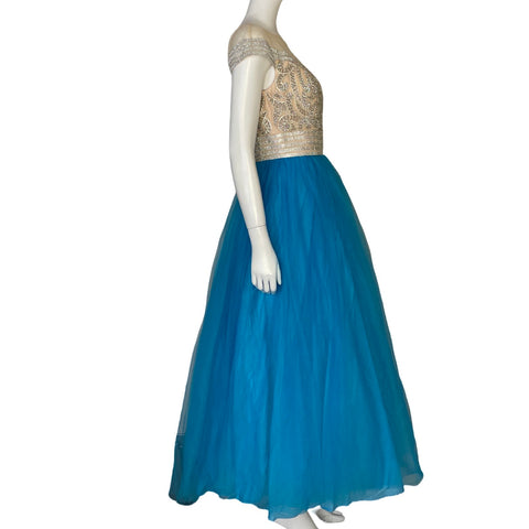 Vestido Layla K Pedrerias Tull Azul-Talla 8