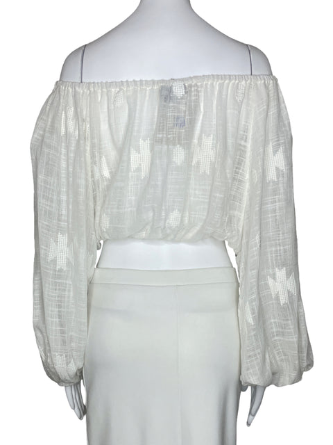 Blusa Padova Trasparente Cropped Blanco-Talla S