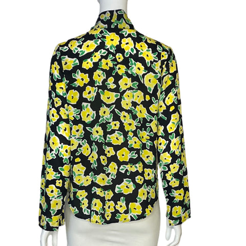 Blusa Ann Taylor Floral Negro-Talla XS