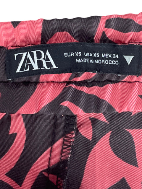 Pantalón Zara Fruncido Palazzo Rosado-Talla XS