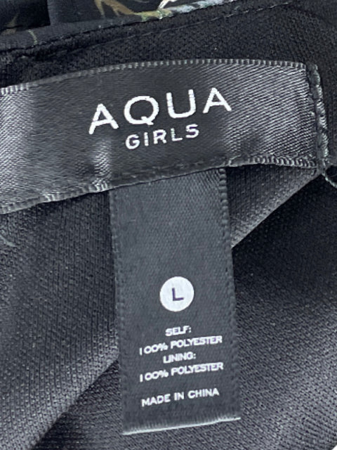 Vestido Aqua Mangas Larga Flores Negro - Talla L