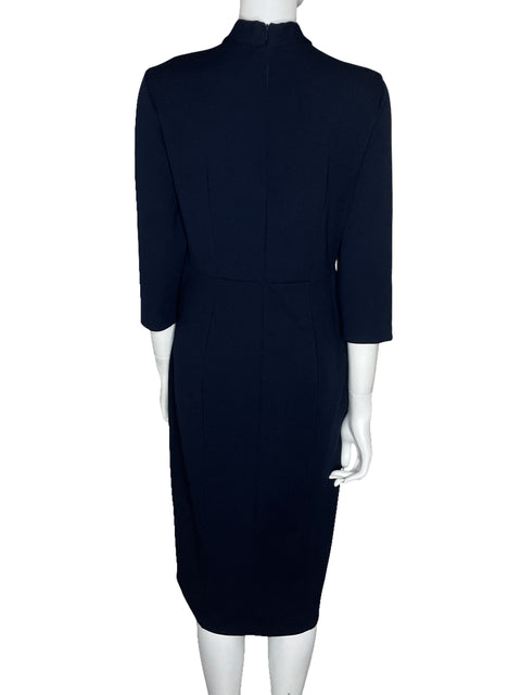 Vestido Donna Morgan Midi Cuello Alto Azul-Talla 10