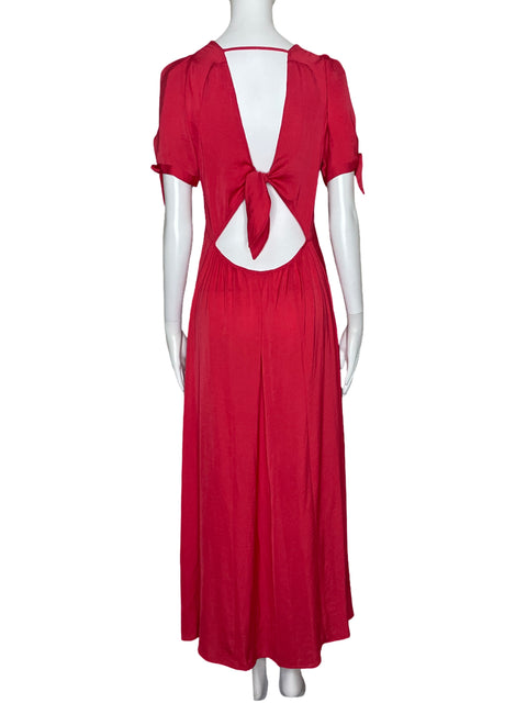 Vestido Express Botones Maxi Rojo-Talla S