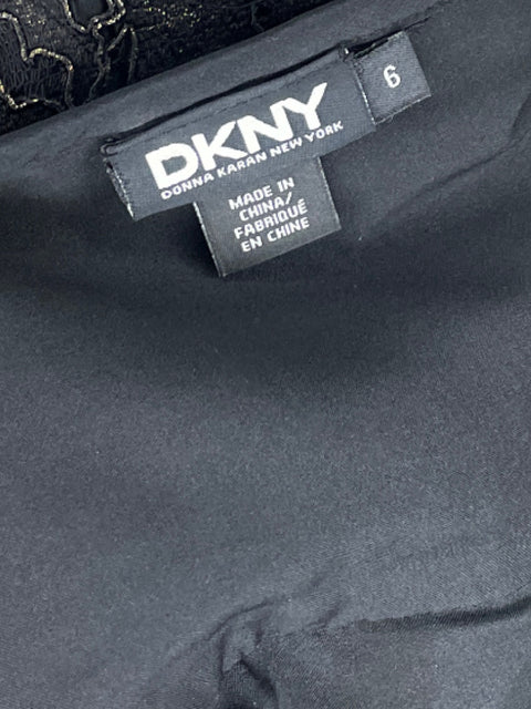Falda DKNY Flores Brillante Negro - Talla 6