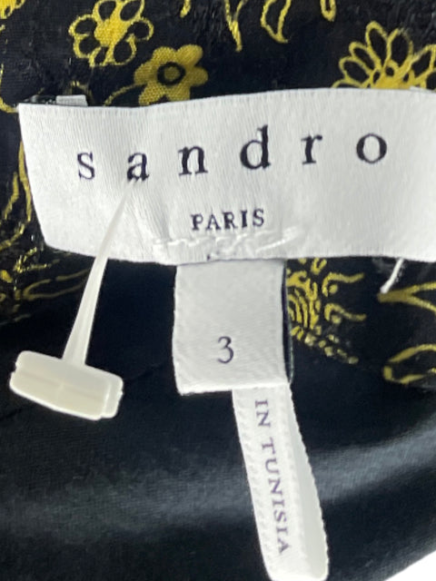 Falda Sandro Mini Flores Negro - Talla 3