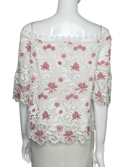 Blusa Ina Encaje Floral Blanco-Talla L