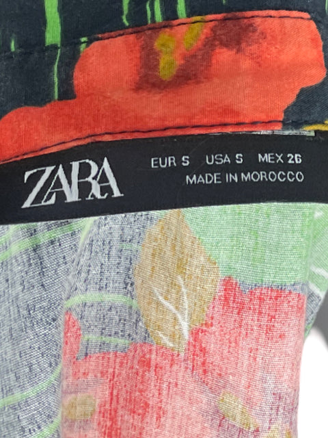 Blusa Zara Hojas Negro - Talla S
