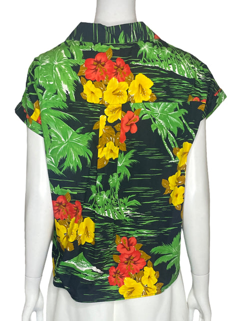 Blusa Zara Hojas Negro - Talla S