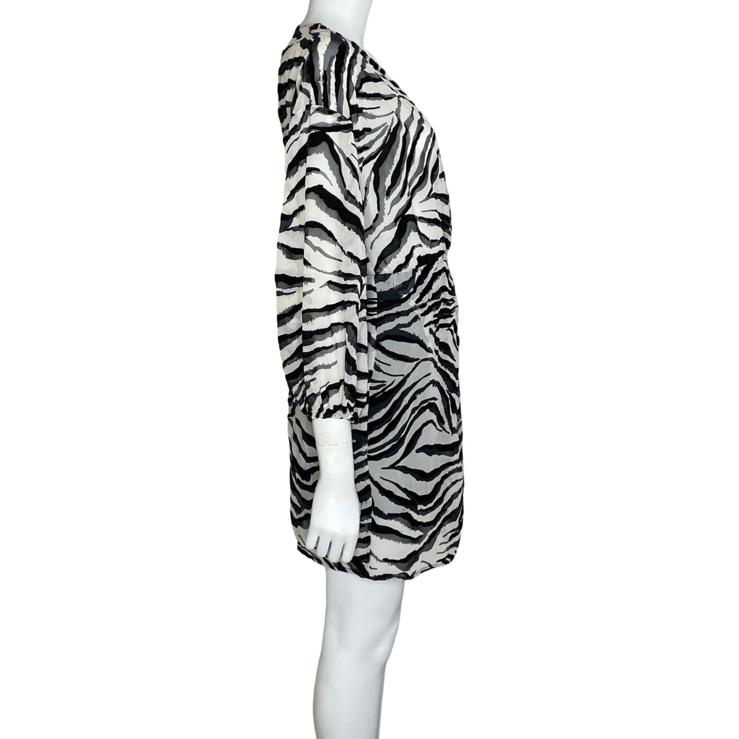 Vestido Zara Animal Print Blanco-Talla S