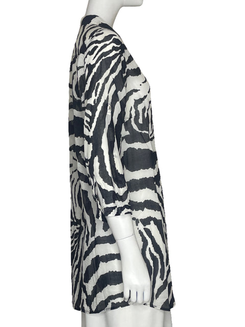 Blusa Zara Animal Print Blanco - Talla M