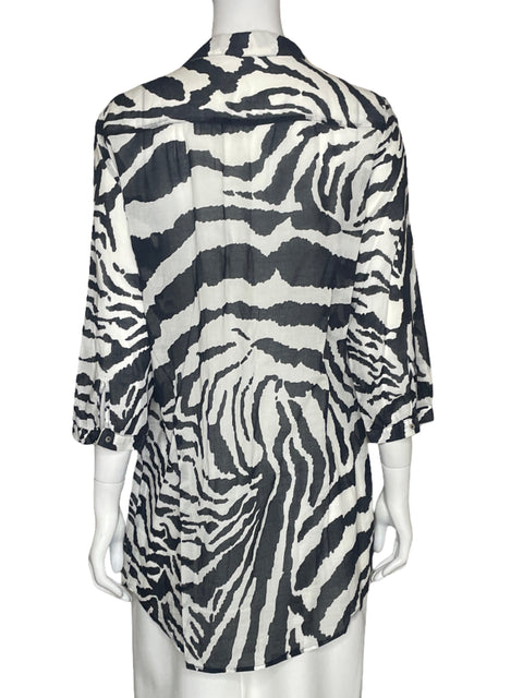 Blusa Zara Animal Print Blanco - Talla M
