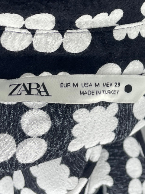 Camisa Zara Circulos Botones Negro-Talla M