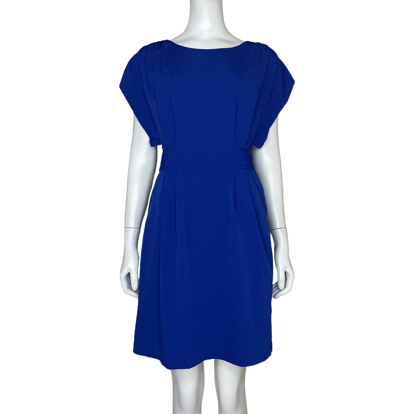 Vestido Eliza J Mangas Puff Midi Azul - Talla 2