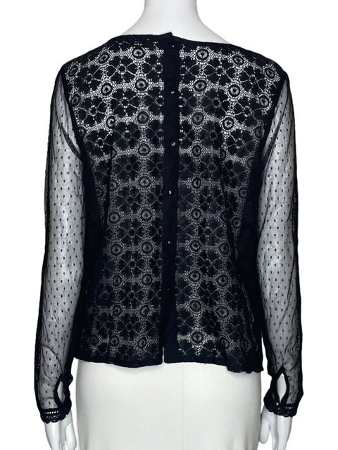 Blusa Collection Pimkie Encaje Negro-Talla S