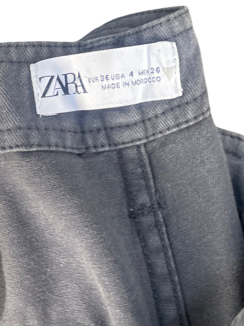Pantalon Zara Cargo Bolsillos Gris - Talla 4