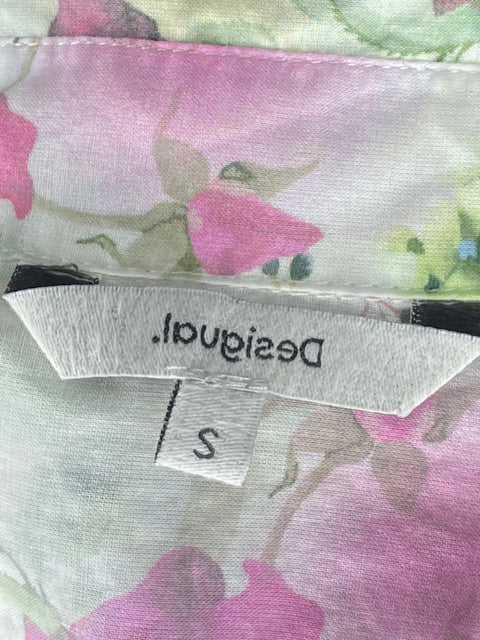 Camisa Desigual Estampada Bolsillos Blanco-Talla S