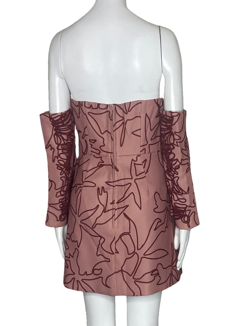 Vestido C/Meo Collective Mini Bordado Rosado-Talla S