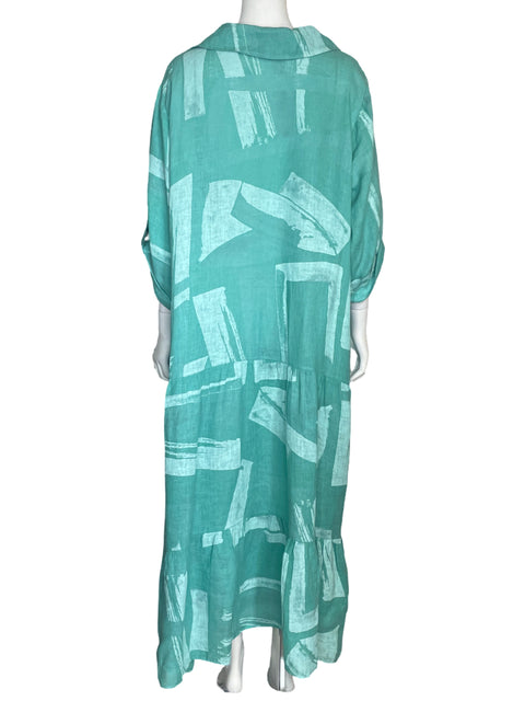 Vestido Vieira Estampado Fluido Verde-Talla U