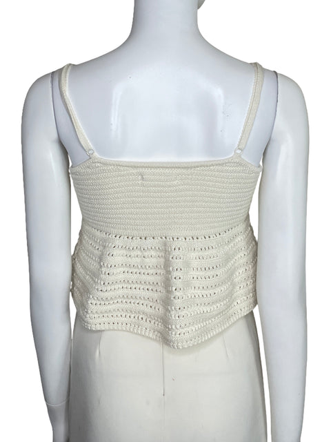 Top Aéropostale Rosette Crocheted Peplum Beige-Talla M