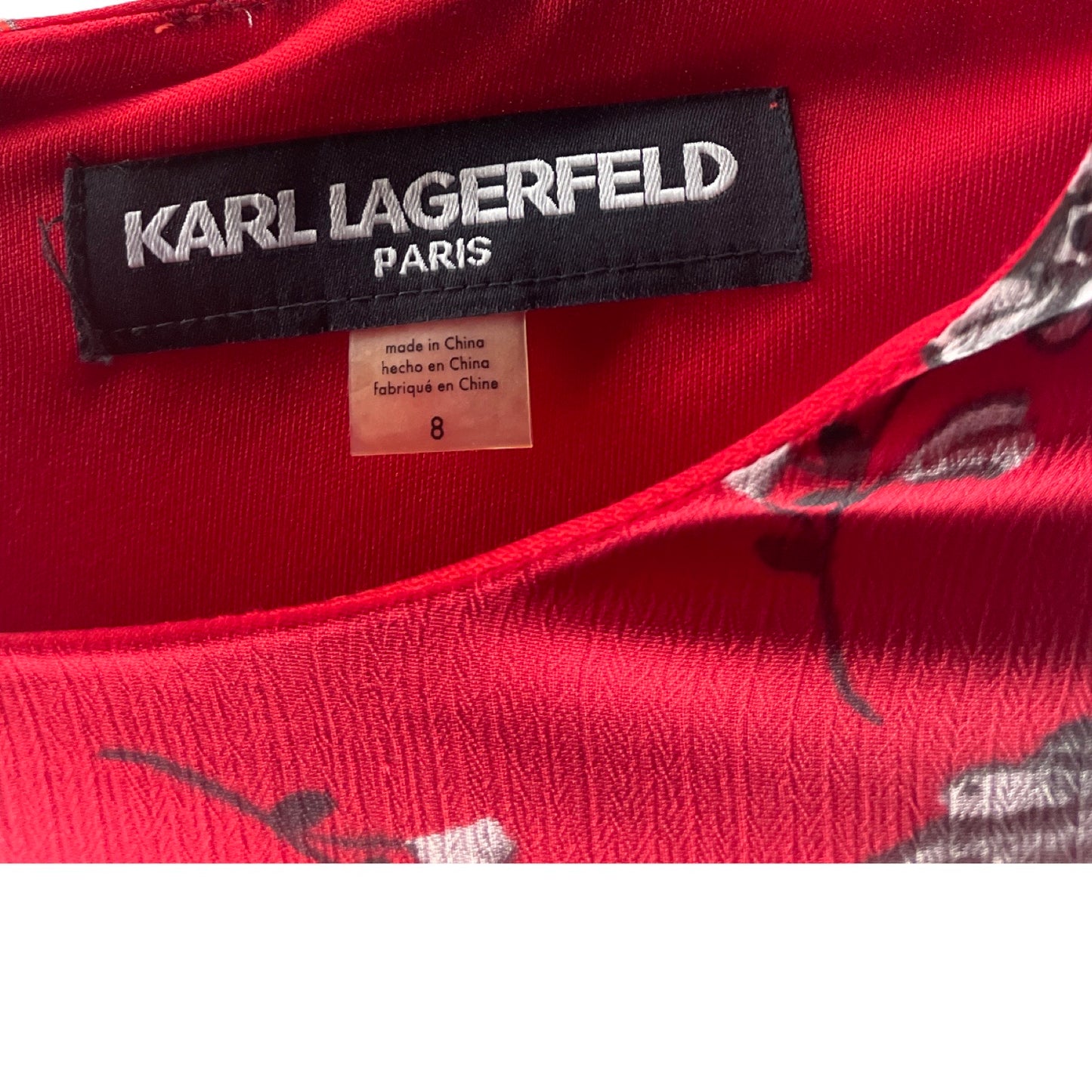Vestido Karl Lagerfeld Vuelos Manga Rojo-Talla 8