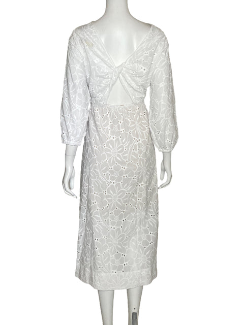 Vestido Diana Buelvas Ojalillo Midi Blanco-Talla L