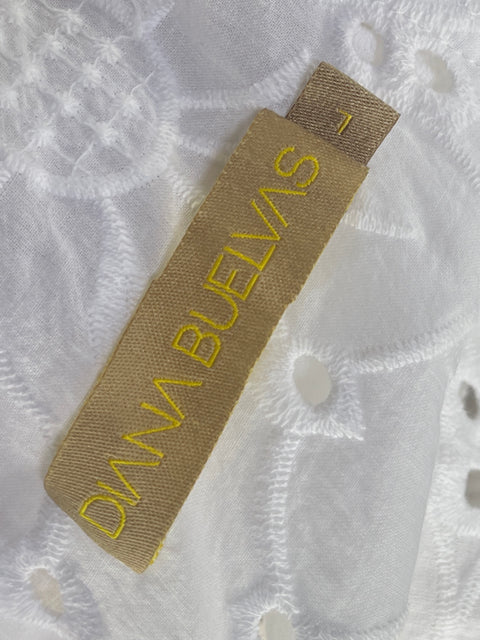 Vestido Diana Buelvas Ojalillo Midi Blanco-Talla L
