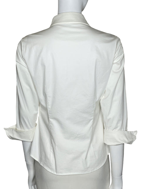 Camisa Eliza J Piedras Mangas Asimétricas Blanco-Talla 8