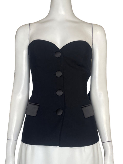 Blusa Zara Strapless Botones Negro - Talla M