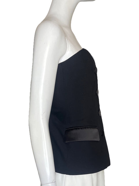 Blusa Zara Strapless Botones Negro - Talla M