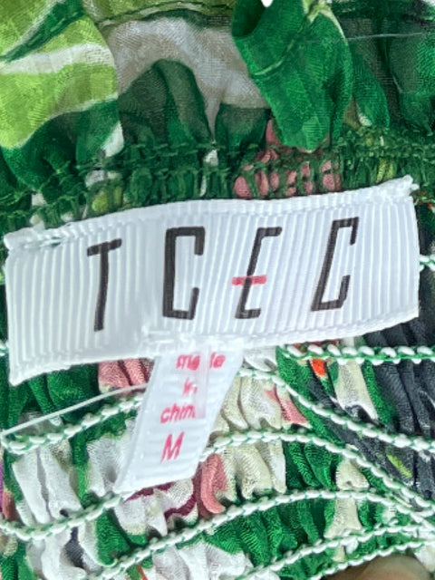 Blusa TCEC Estampado Floral Verde-Talla M